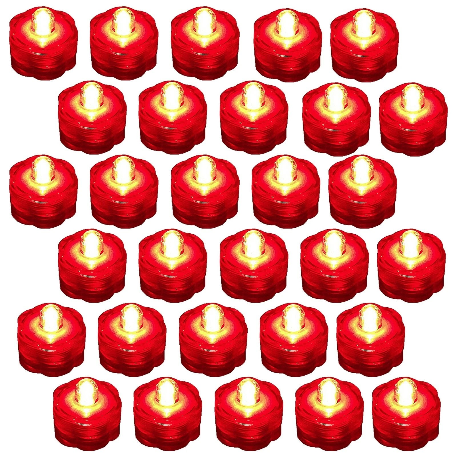 30 Pack Red Submersible Waterproof Underwater Battery LED Tea Light Wedding