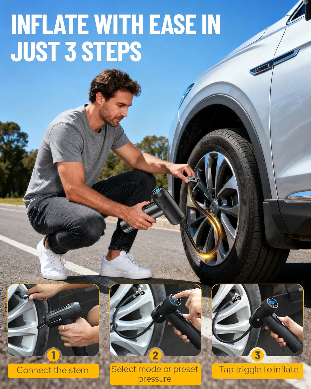 Car Air Tire Pump Inflator Compressor LED Digital Electric Portable 150PSI 12V
