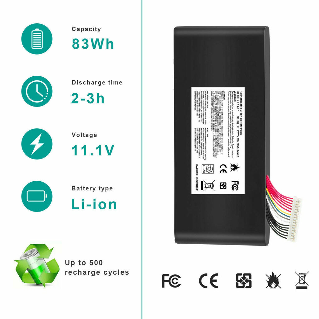 BTY-L77 Battery for MSI BTY-L77 MS-1781 MS-1782 MS-1783 MS-1785 GT72 2QD 2PE 2QE