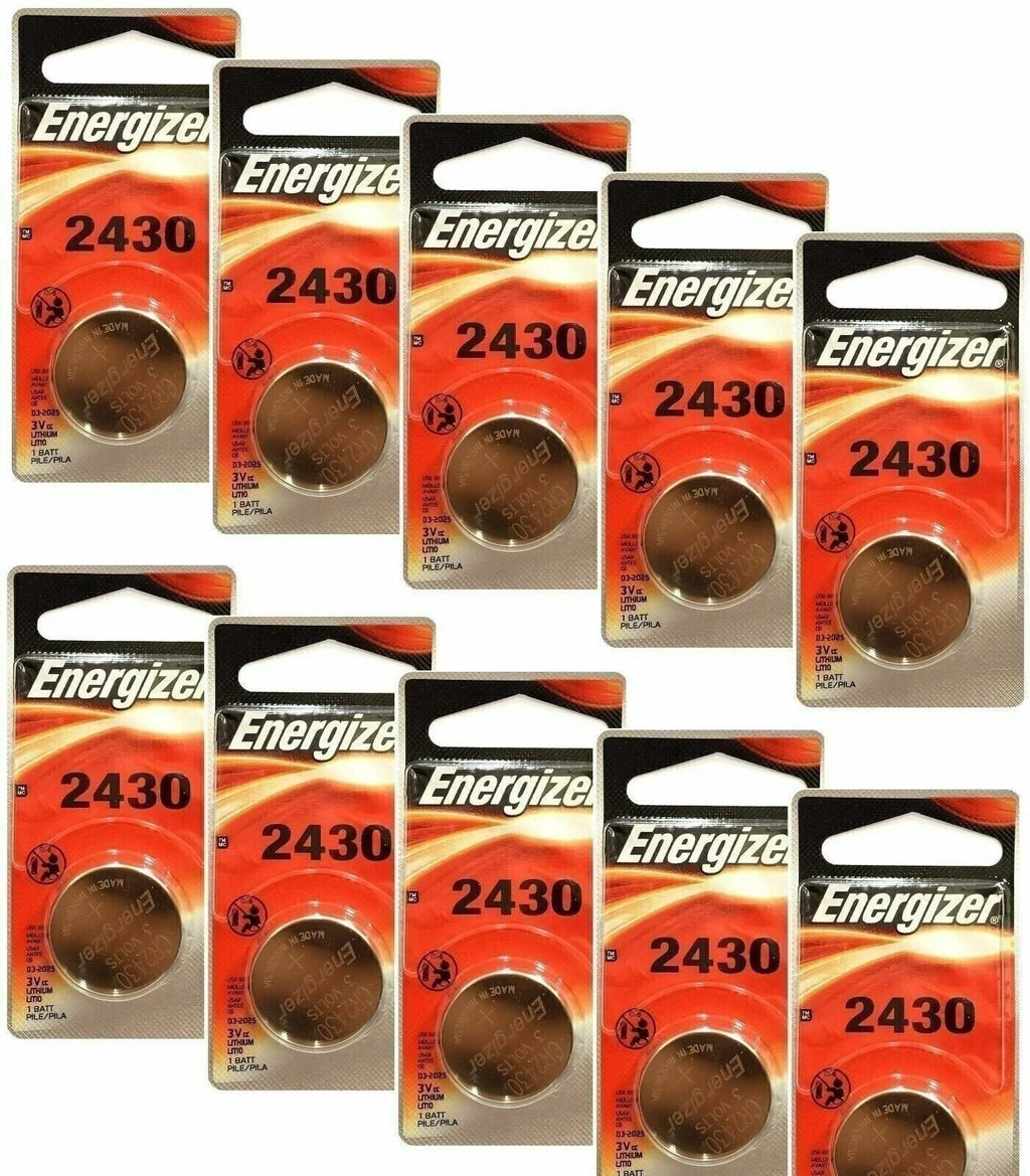 10 Energizer 2430 ECR2430 CR2430 Lithium 3-Volt Coin Cell Batteries
