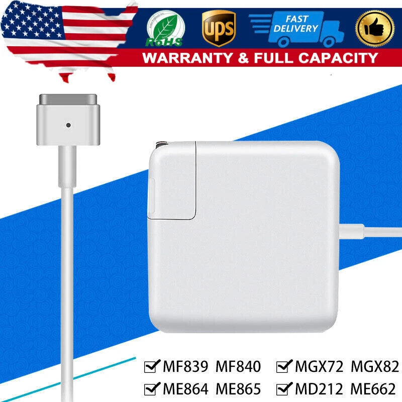 Mac Book Pro Charger For 13-Inch 2012-2016 Retina 60W 2 T-Tip Power Adapter