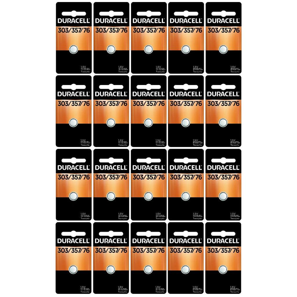 20 x 303/357 Duracell Silver Oxide Batteries (AG13, SR44, SR44W, EPX76, 76B)