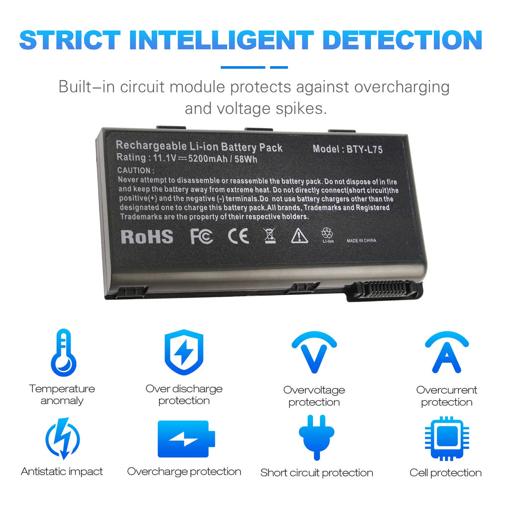 ?Battery BTY-L74 BTY-L75 for MSI A5000 A6000 A6200 A7200 957-173XXP-101 5200mAh
