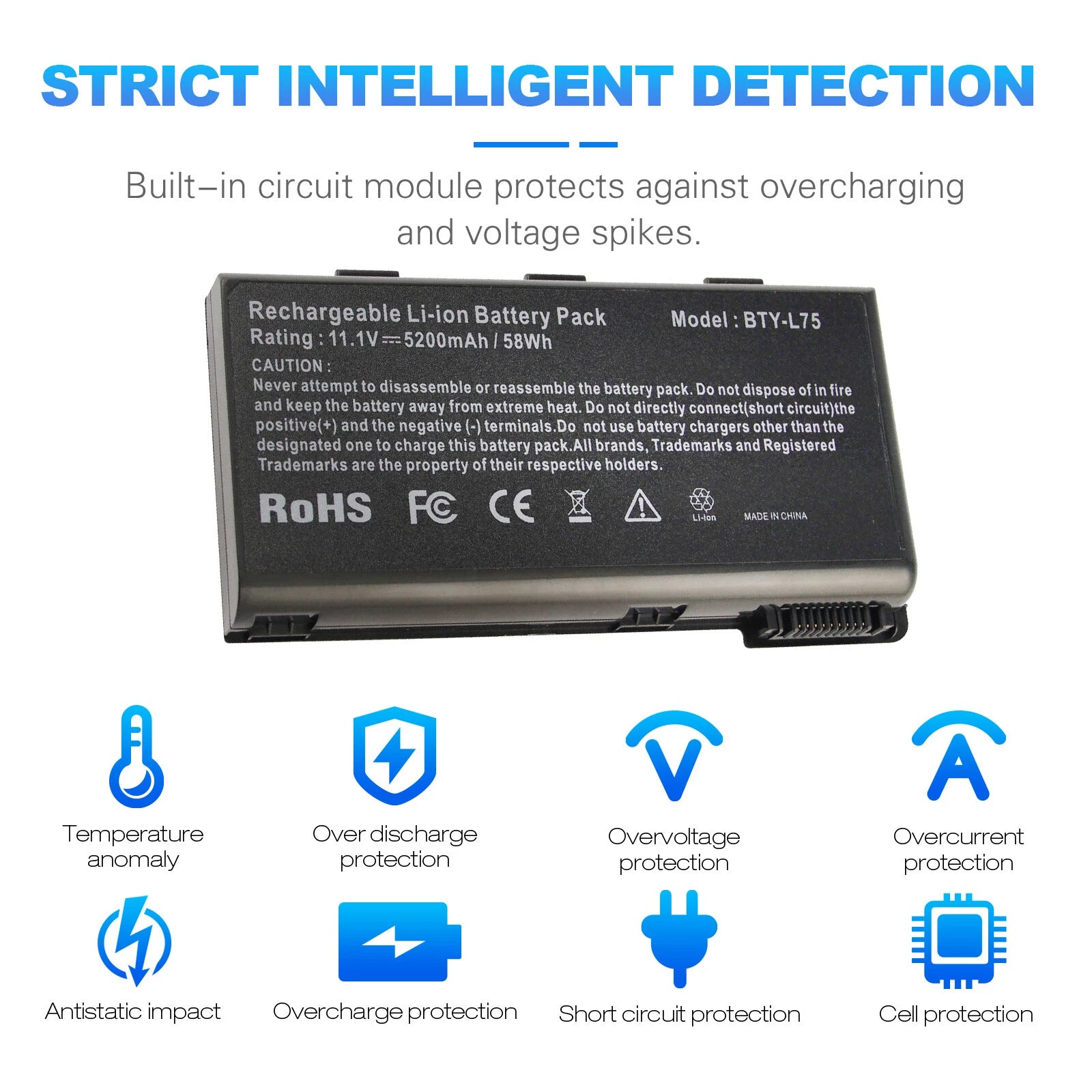 ?Battery BTY-L74 BTY-L75 for MSI A5000 A6000 A6200 A7200 957-173XXP-101 5200mAh