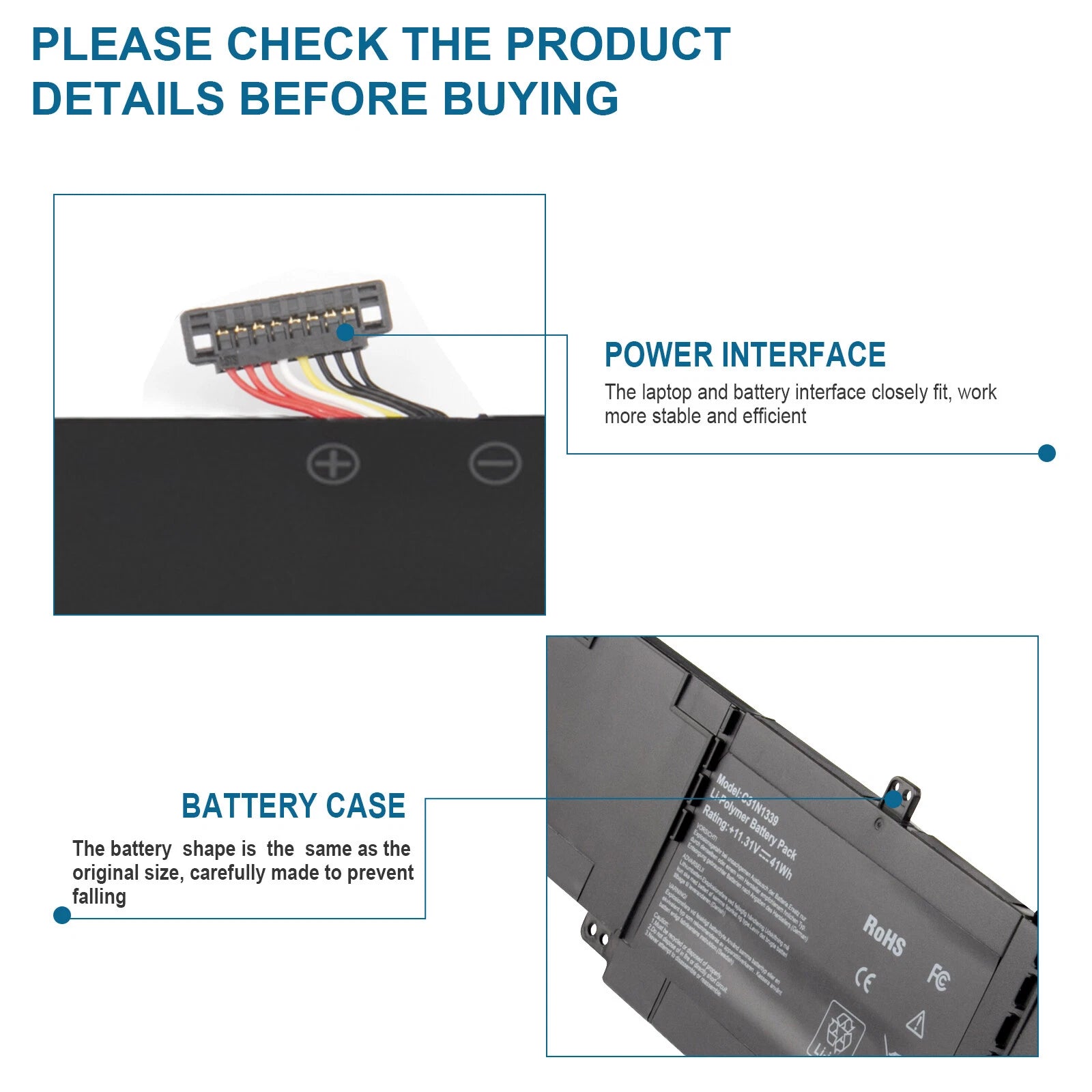 6 Cells C31N1339 Battery for Asus UX303 UX303L UX303U UX303LA UX303LN Q302LA NEW
