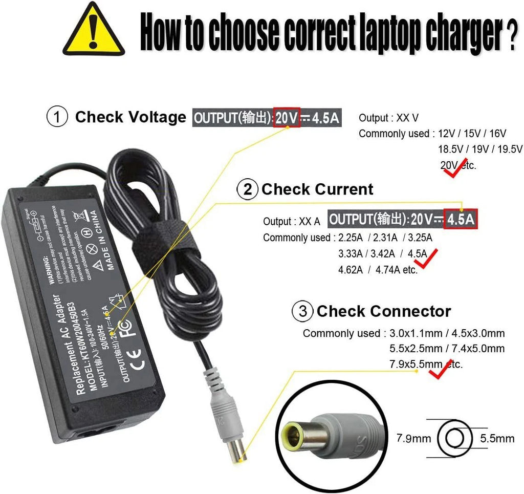 90W AC Power Adapter Charger For LENOVO E Series ThinkPad T400 T61 T510 X60 Z60