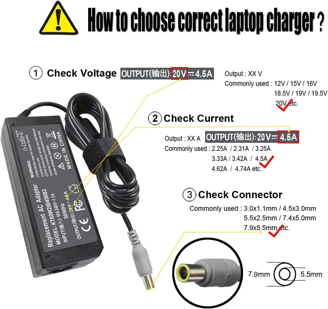 90W AC Power Adapter Charger For LENOVO E Series ThinkPad T400 T61 T510 X60 Z60