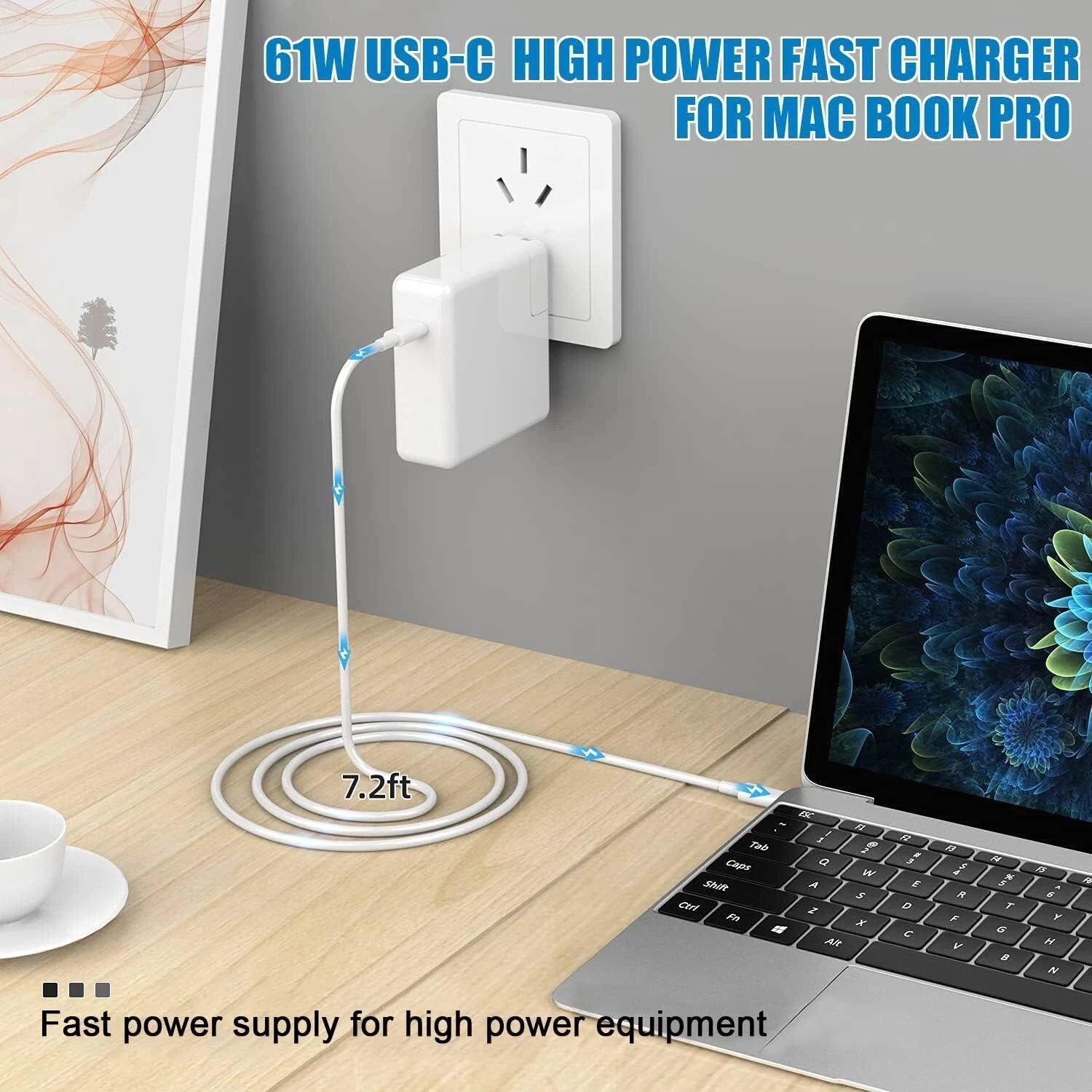 Macbook Air 13 Inch A1718 Charger Compatible for Apple 61W USB-C Type C Adapter
