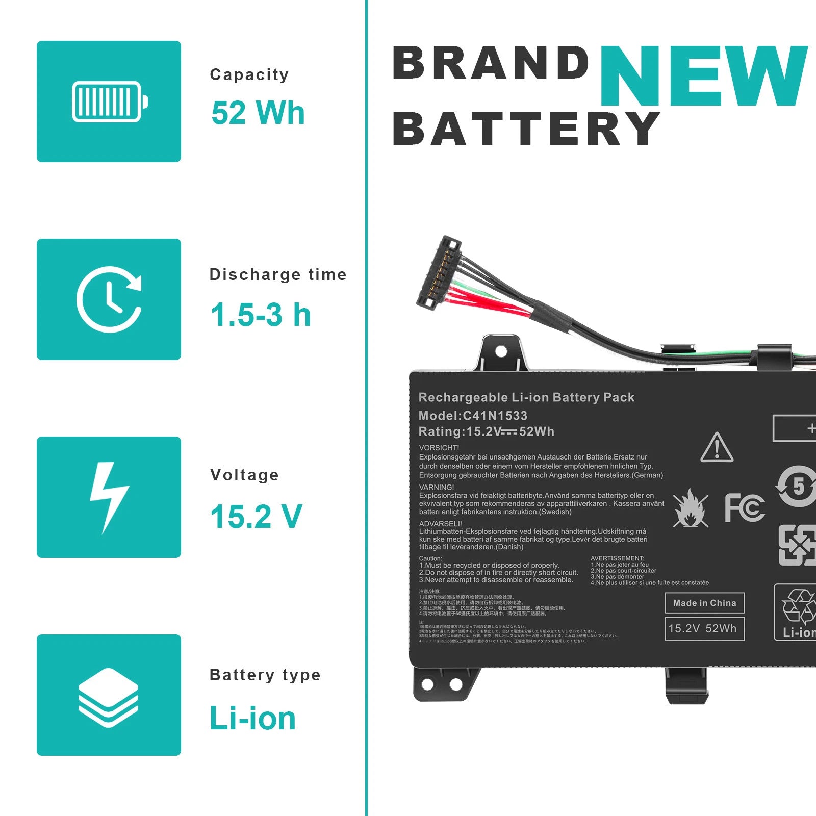 Battery C41N1533 For Asus Enfone Q524UQ Q534UX UX560UQ UX560UX