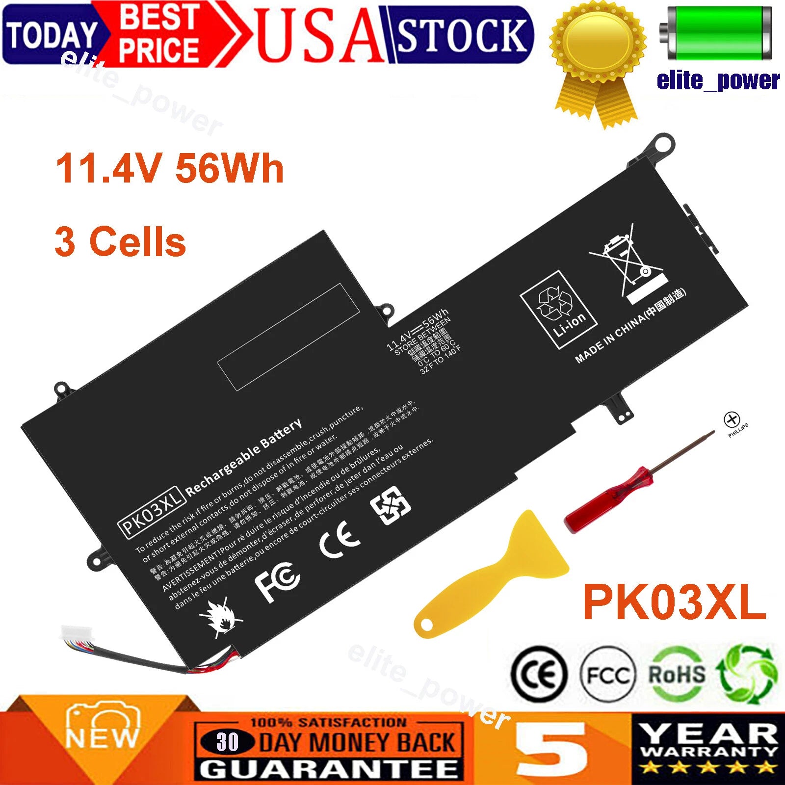 PK03XL Battery For HP Spectre X360 13-4100 13-4000 13-4200 789116-005 HSTNN-DB6S