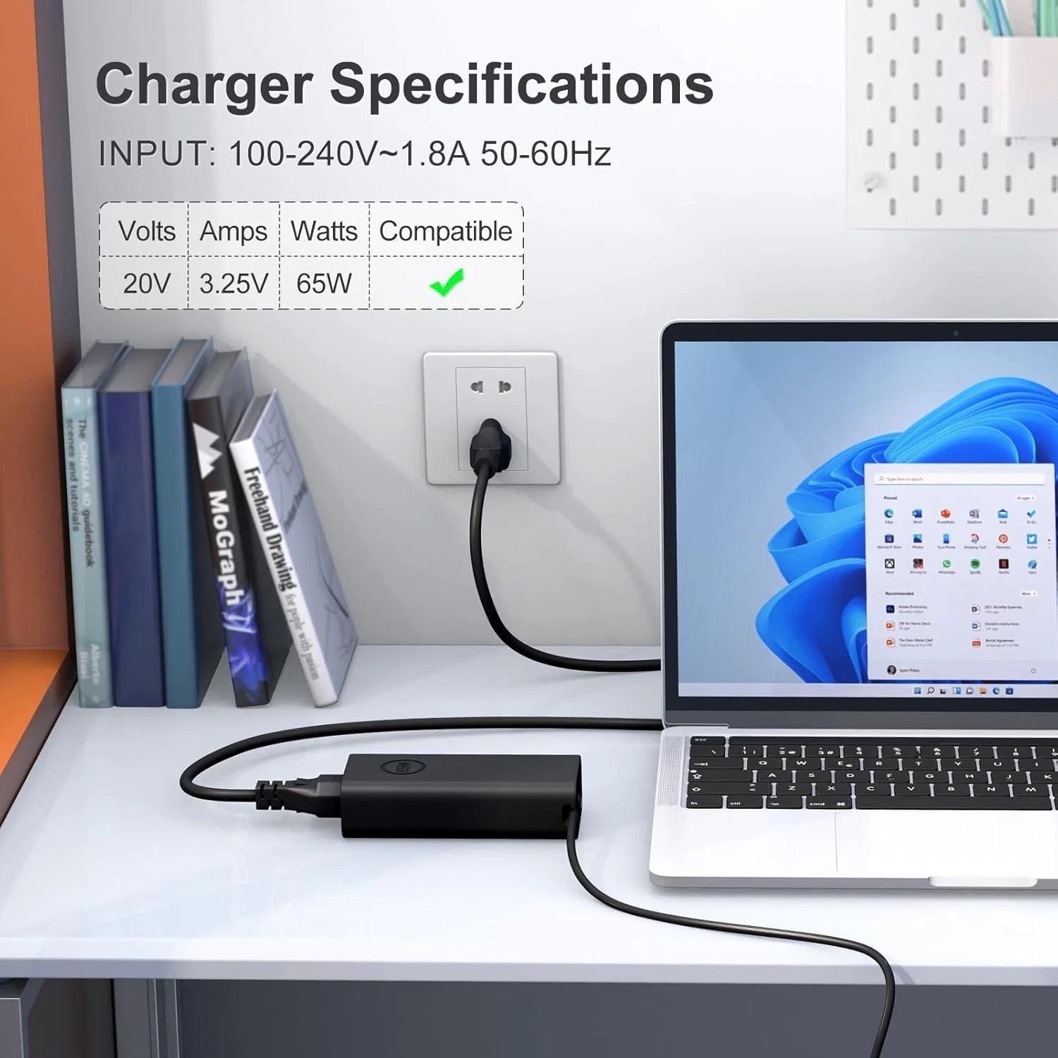 For Dell 65W USB-C Type C Laptop Charger AC Power Adapter HA65NM190 DA65NM190