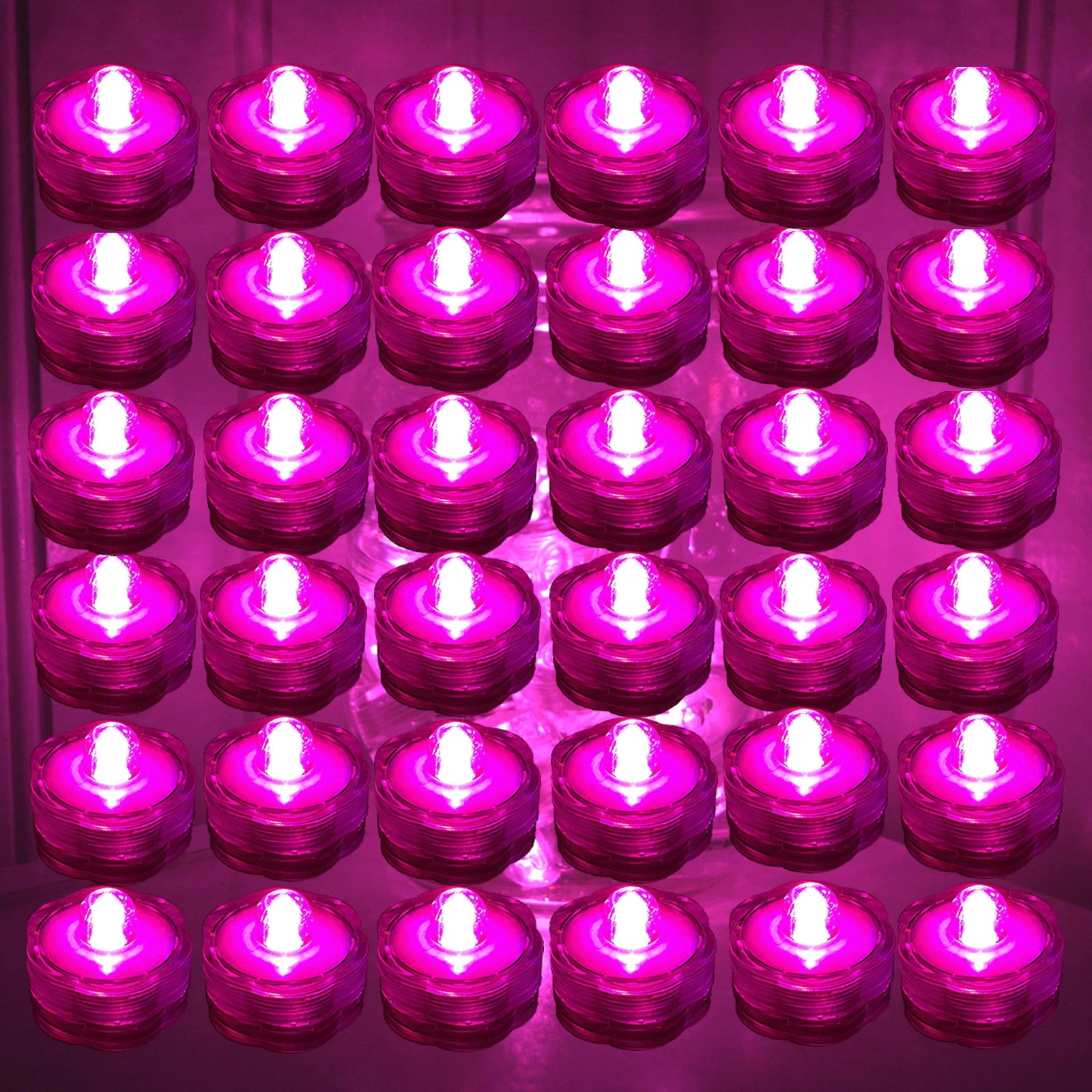 36 Pack PINK Submersible Waterproof Underwater Battery LED Tea Light~Wedding