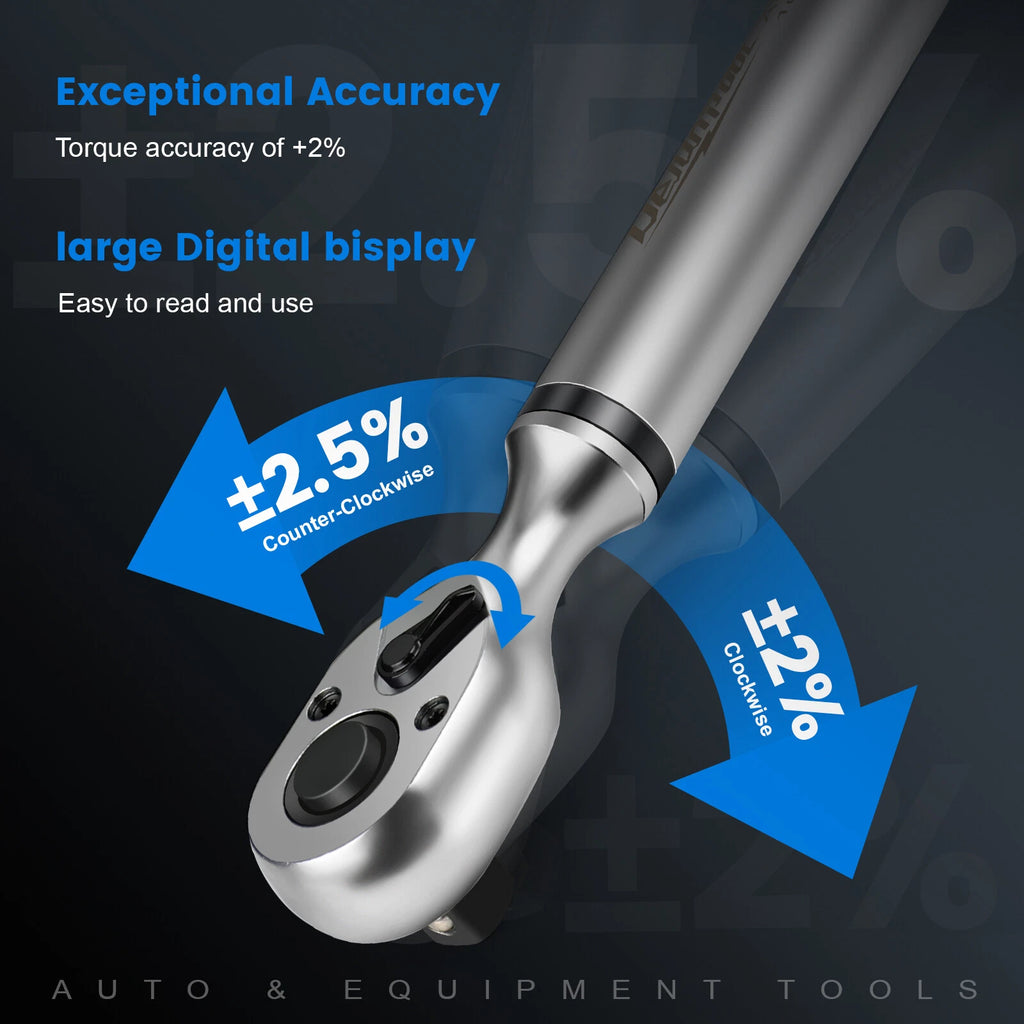 NEW Digital Torque Wrench Adjustable 1/2" Drive 10-200NM ±2% Accuracy