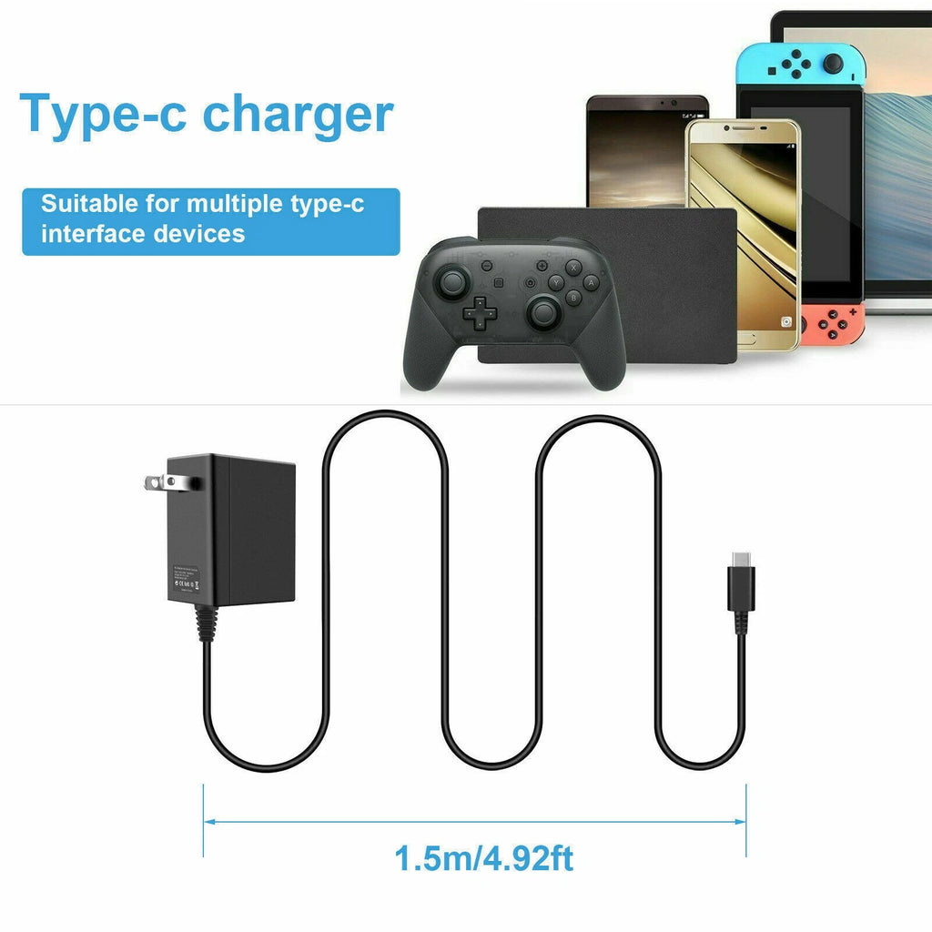 Switch Fast Charger For Nintendo Switch/Lite Ac Adapter Power Supply Type-C Cord