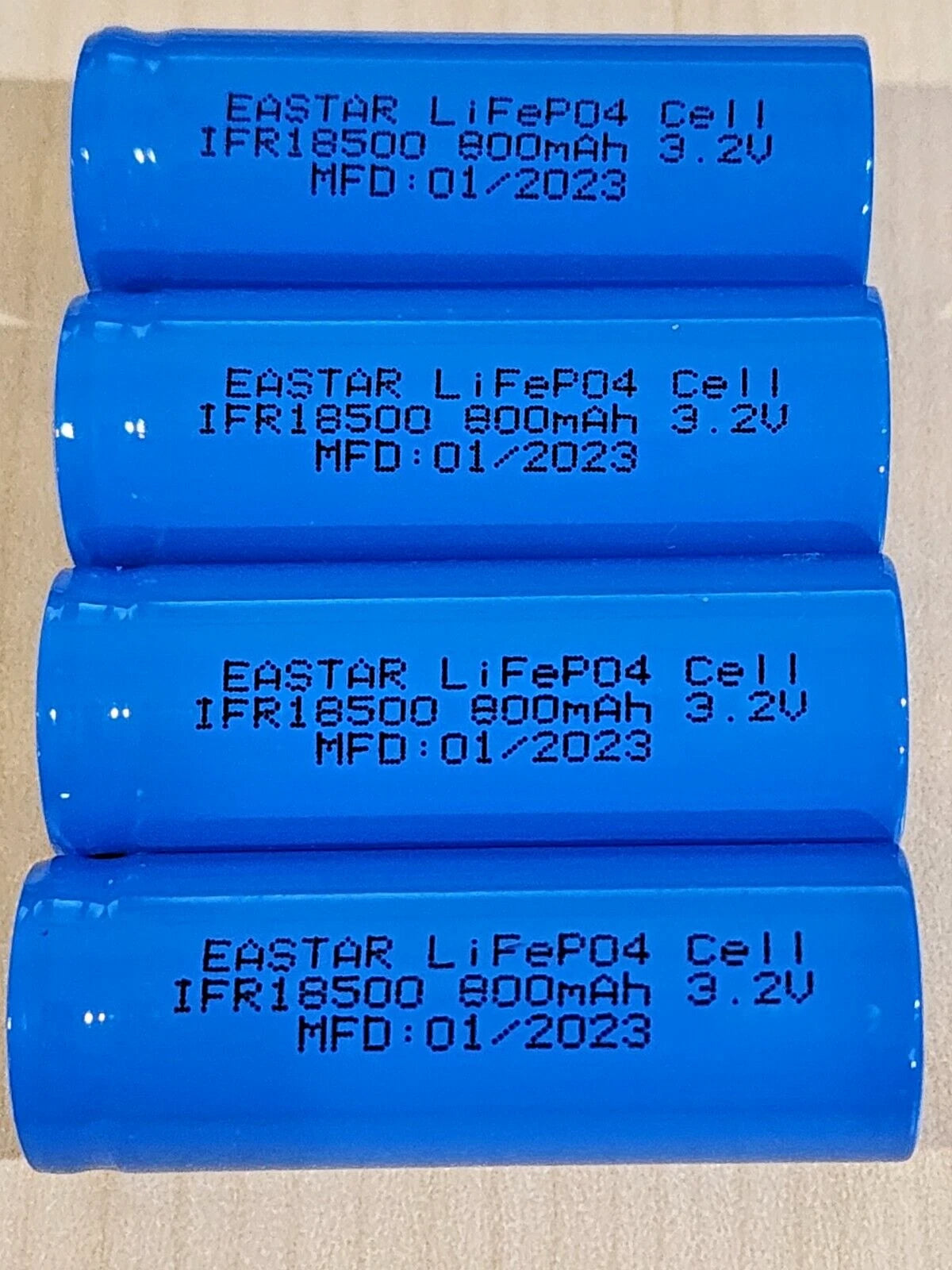 4 x IFR18500 3.2v LiFePO4 RECHARGEABLE BATTERY solar lights FLAT TOP MFG 01/2023