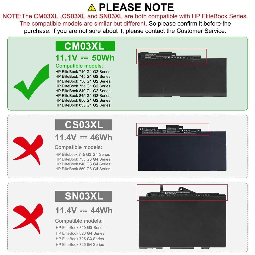 CM03XL Battery for HP EliteBook 840 745 850 G1 G2 Series HSTNN-IB4R HSTNN-DB4Q
