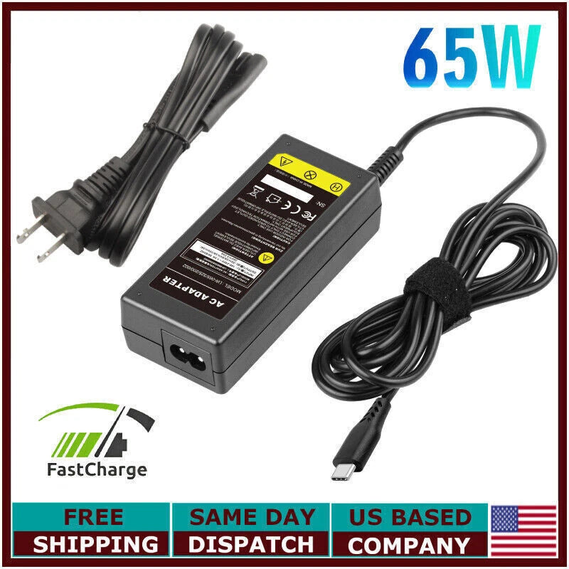 65W Power Charger Adapter Type c USB-C For Dell Latitude 7370 7280 7480 5480