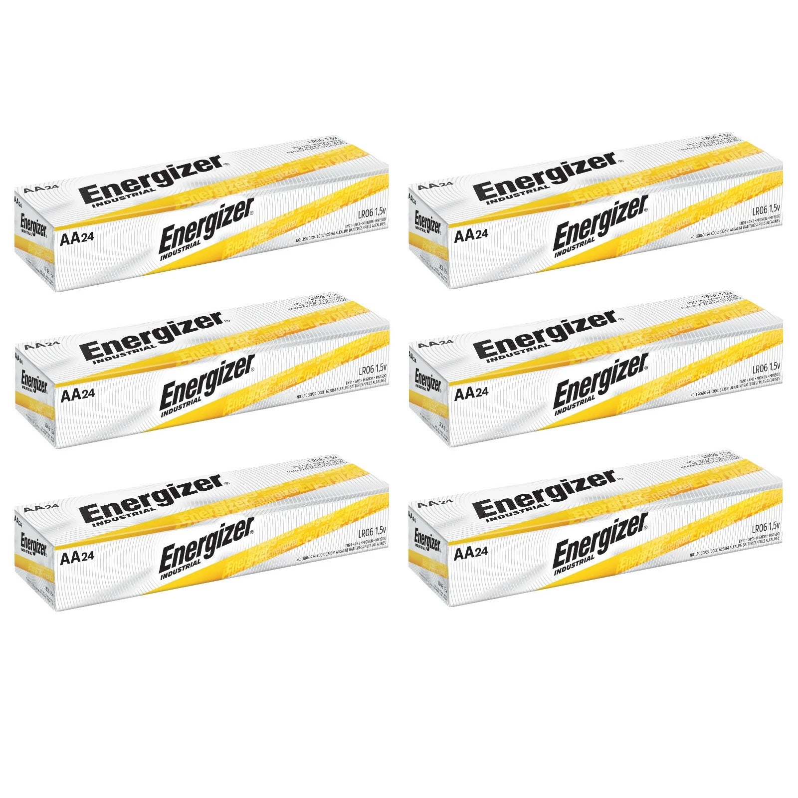 144 Energizer Industrial AA Alkaline Batteries (EN91, LR6)