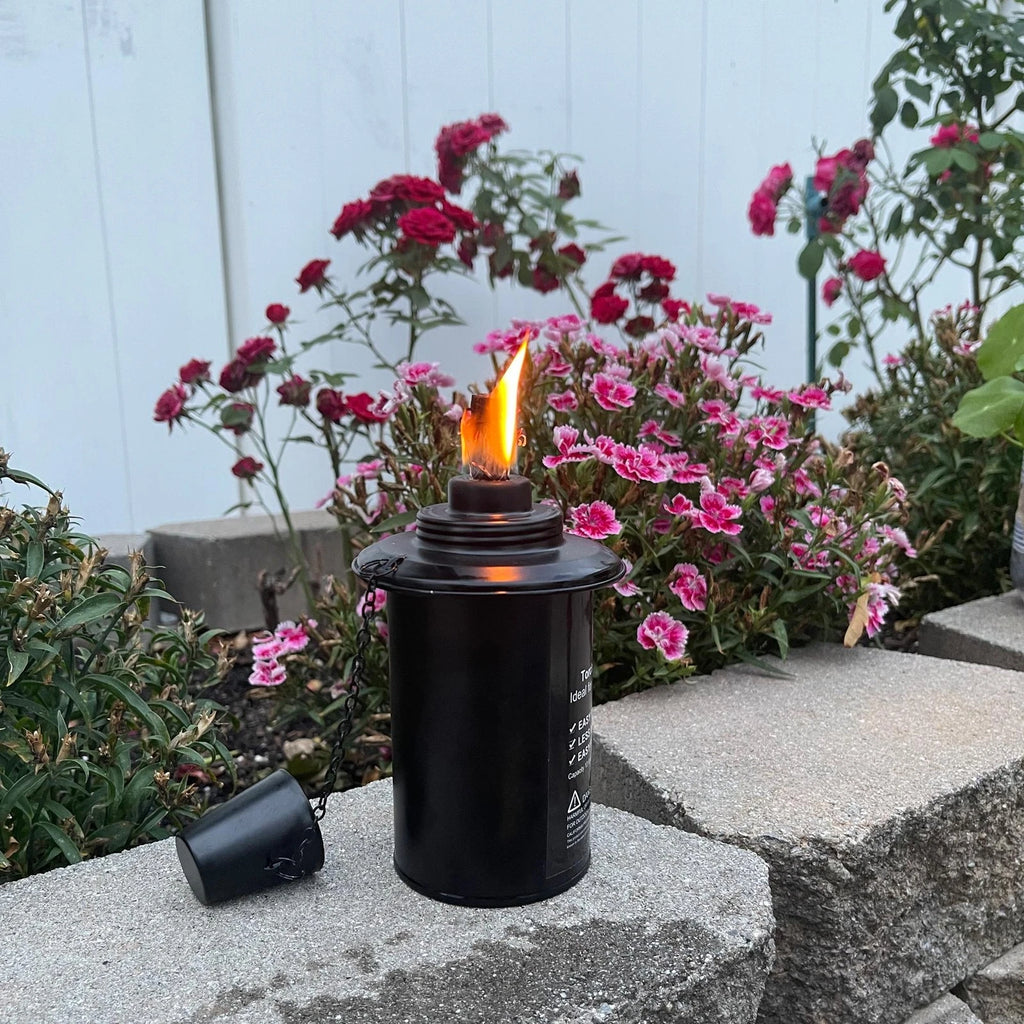 Set of 4 Outdoor Patio Torch Fuel Canister Tabletop Lanterns Clean-Burning 12 oz