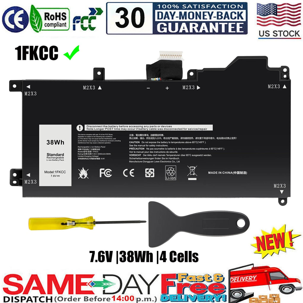 1FKCC BATTERY FOR DELL LATITUDE 7200 7210 2-IN-1 SERIES KWWW4 D9J00 9NTKM 38WH