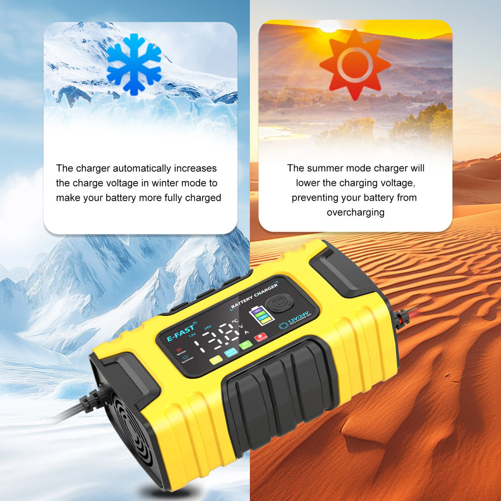 12V 24V 10A Smart Fast Car Battery Charger Lifepo4 Automatic Pulse Repair AGM US