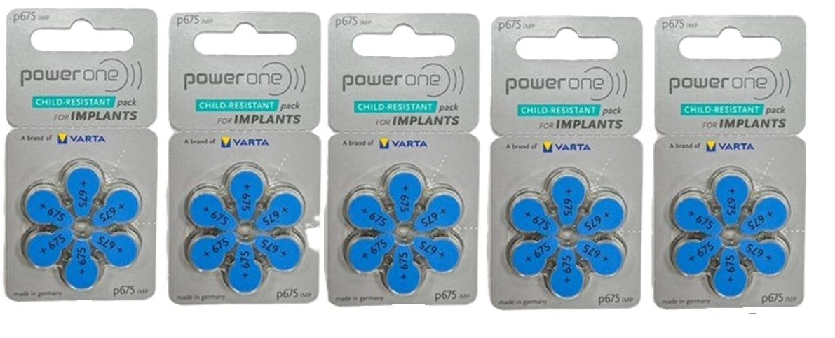 30 PowerOne Cochlear Implant Hearing Aid Batteries P675 plus EXP-2028