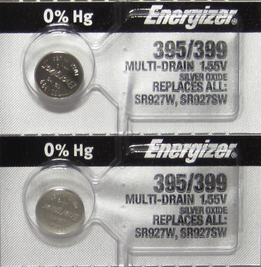 2 Pk 395 Energizer watch battery SR927W 395/399 SR927SW