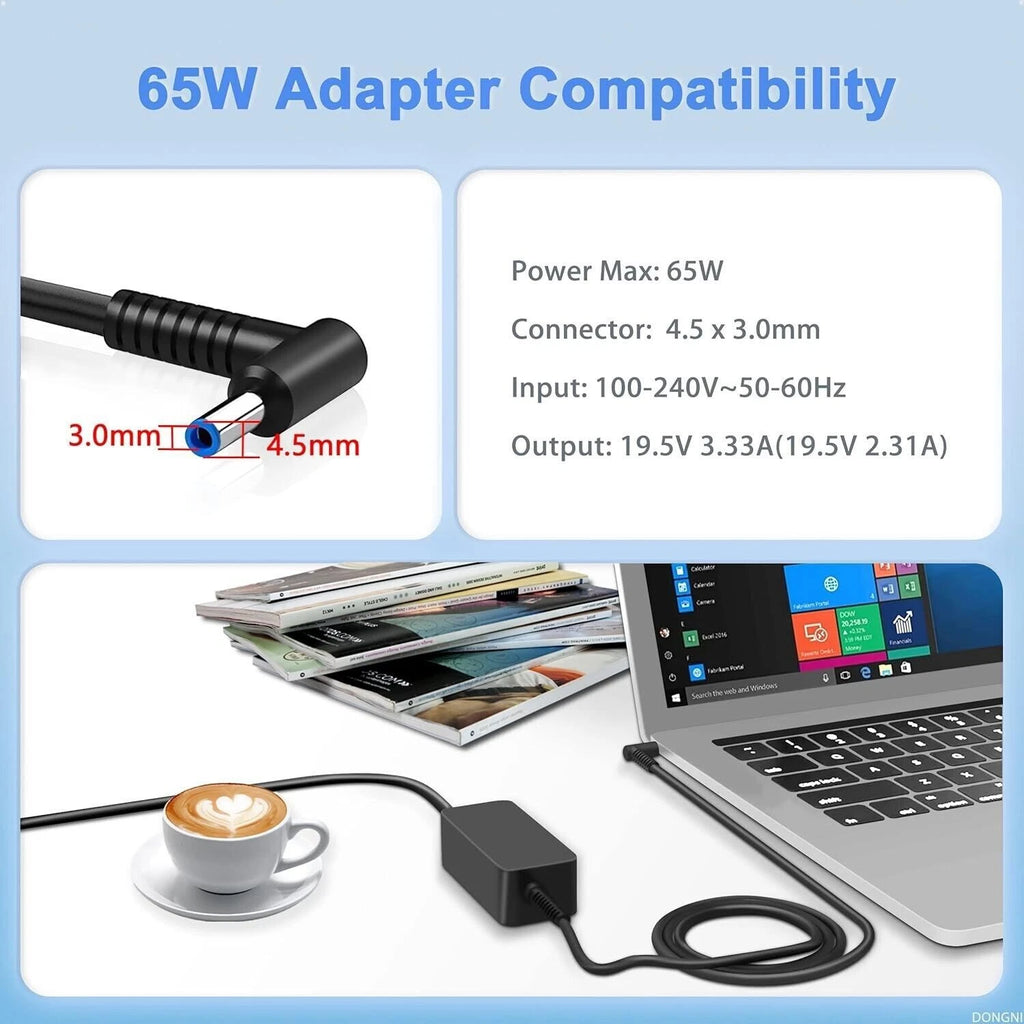 65W AC Power Supply Adapter Cord Charger For HP Envy 13 15 17 X360 15-1039wm