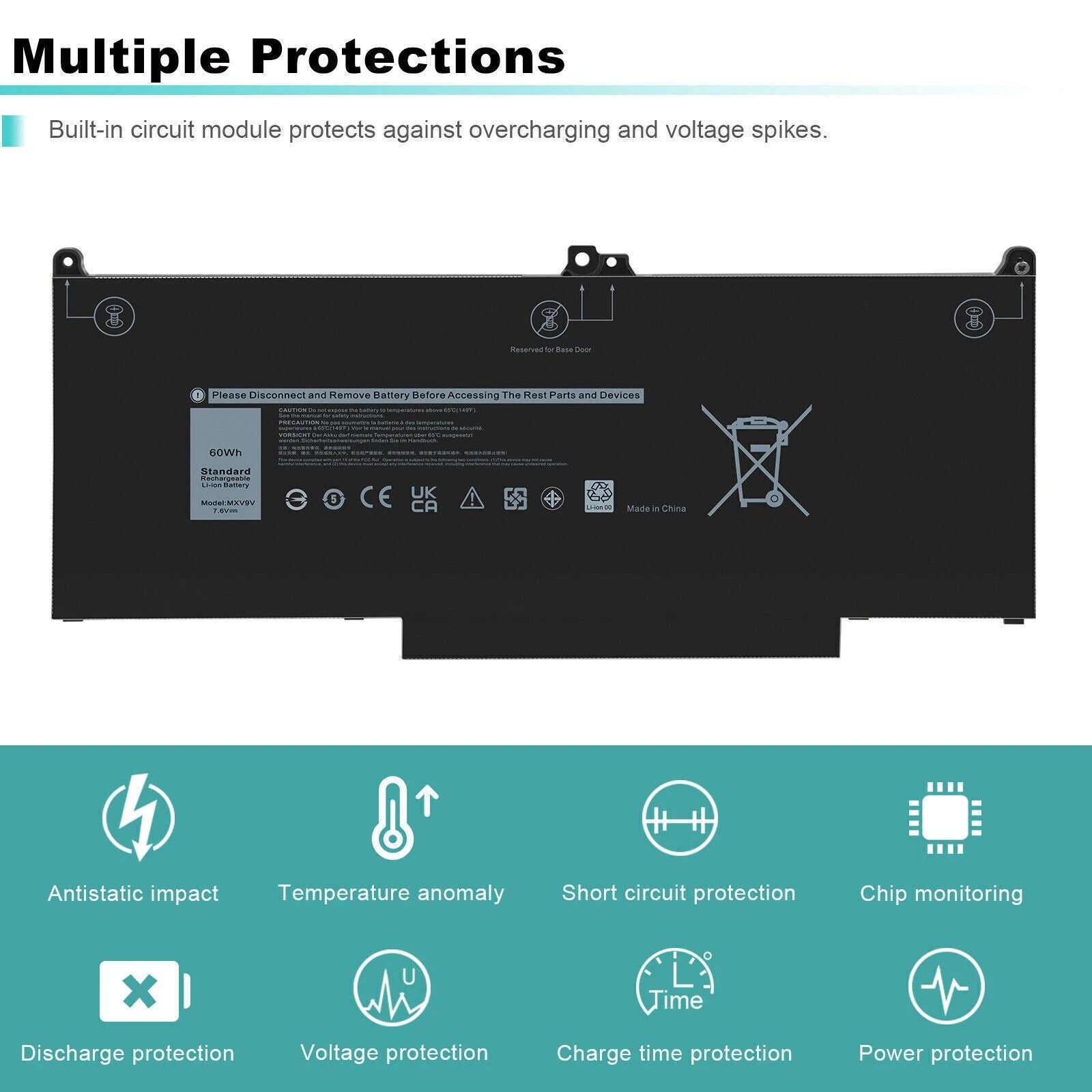60Wh MXV9V Battery For Dell Latitude 5300 5310 7300 7400 Type 5VC2M N2K62