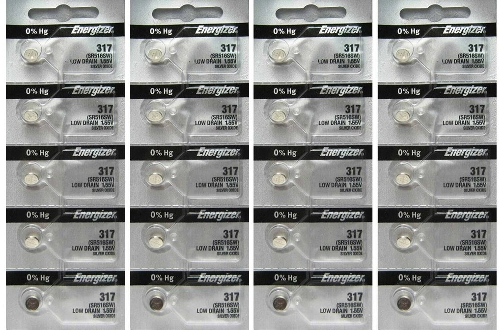 317 Energizer Watch Batteries SR516SW SR516 0% HG Pack Of 20 Brand New