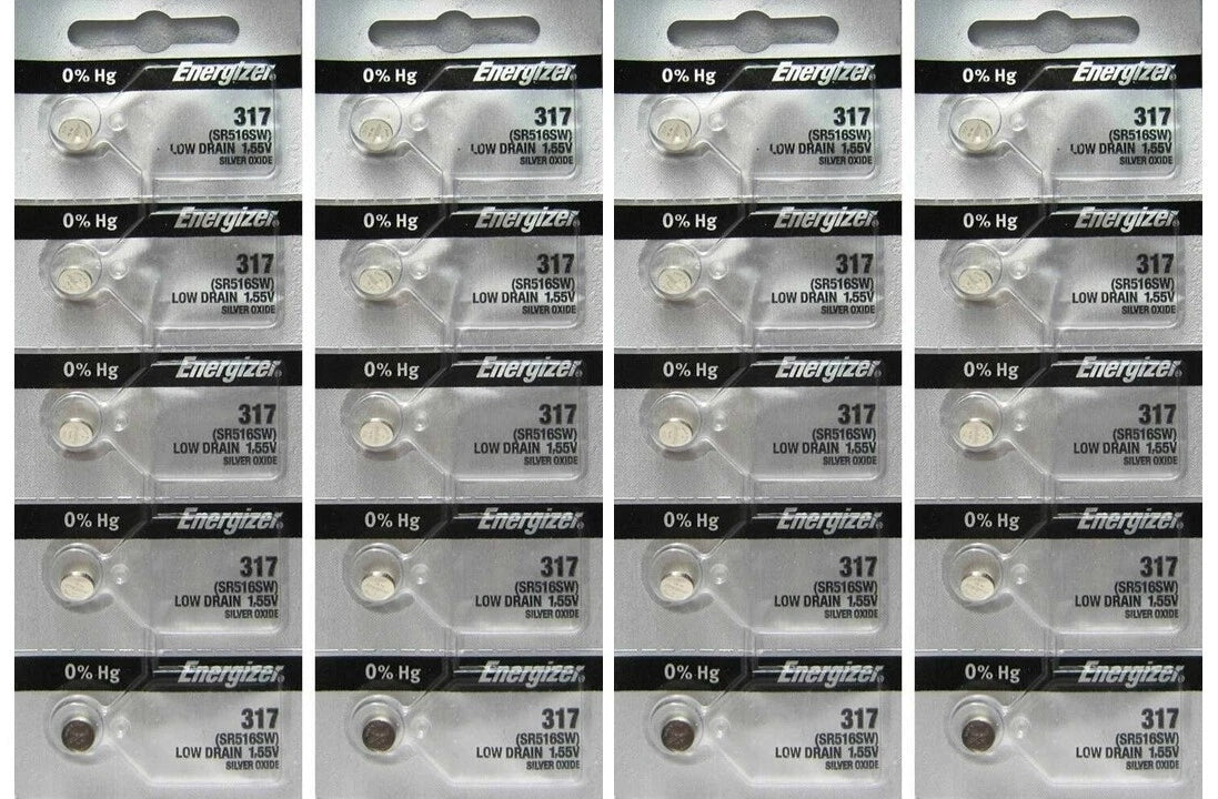 317 Energizer Watch Batteries SR516SW SR516 0% HG Pack Of 20 Brand New
