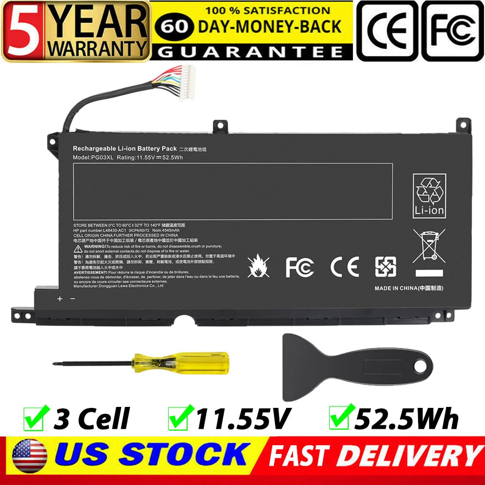 For HP Pavilion 16-A0032DX Battery 11.55V 52.5Wh 4545mAh PG03XL L48495-005