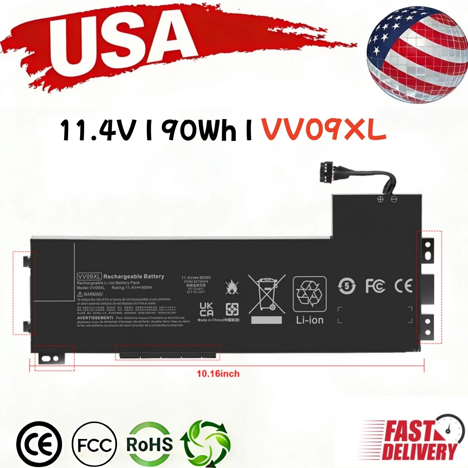VV09XL Battery For HP ZBook 15 G3 Series 808452-001 808452-002 90Wh 11.4V US