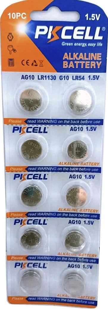10 PKCELL LR1130 AG10 189 L1131 389 V10GA 1.5 V BATTERY