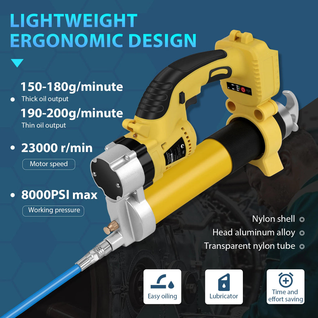 8000PSI Power Electric Cordless Grease Gun Battery & 2X 5.5Ah Battery & Charger