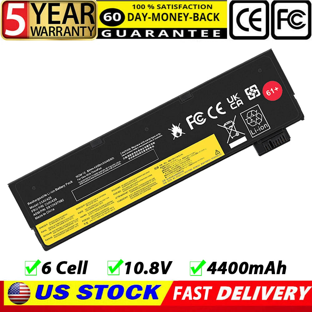 61+ 48WH Battery for Lenovo ThinkPad T470 T480 T570 T580 01AV423 01AV424 01AV422