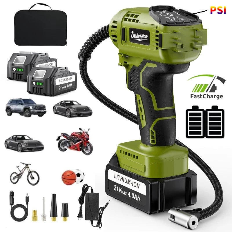 150PSI Cordless Car Tire Pump 21V Rechargeable Battery Powered Air Compressor