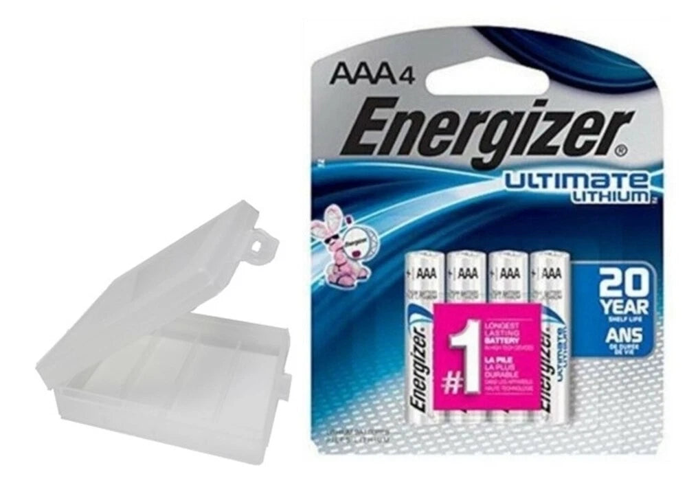 4 AAA Energizer Ultimate Lithium Batteries Longest Lasting Extreme With Holder