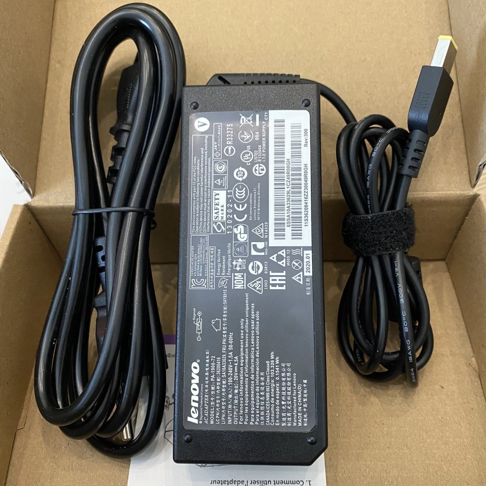 OEM NEW 90W Lenovo Adapter Charger ThinkPad X1 Carbon 0B46994 Yellow Square Tip