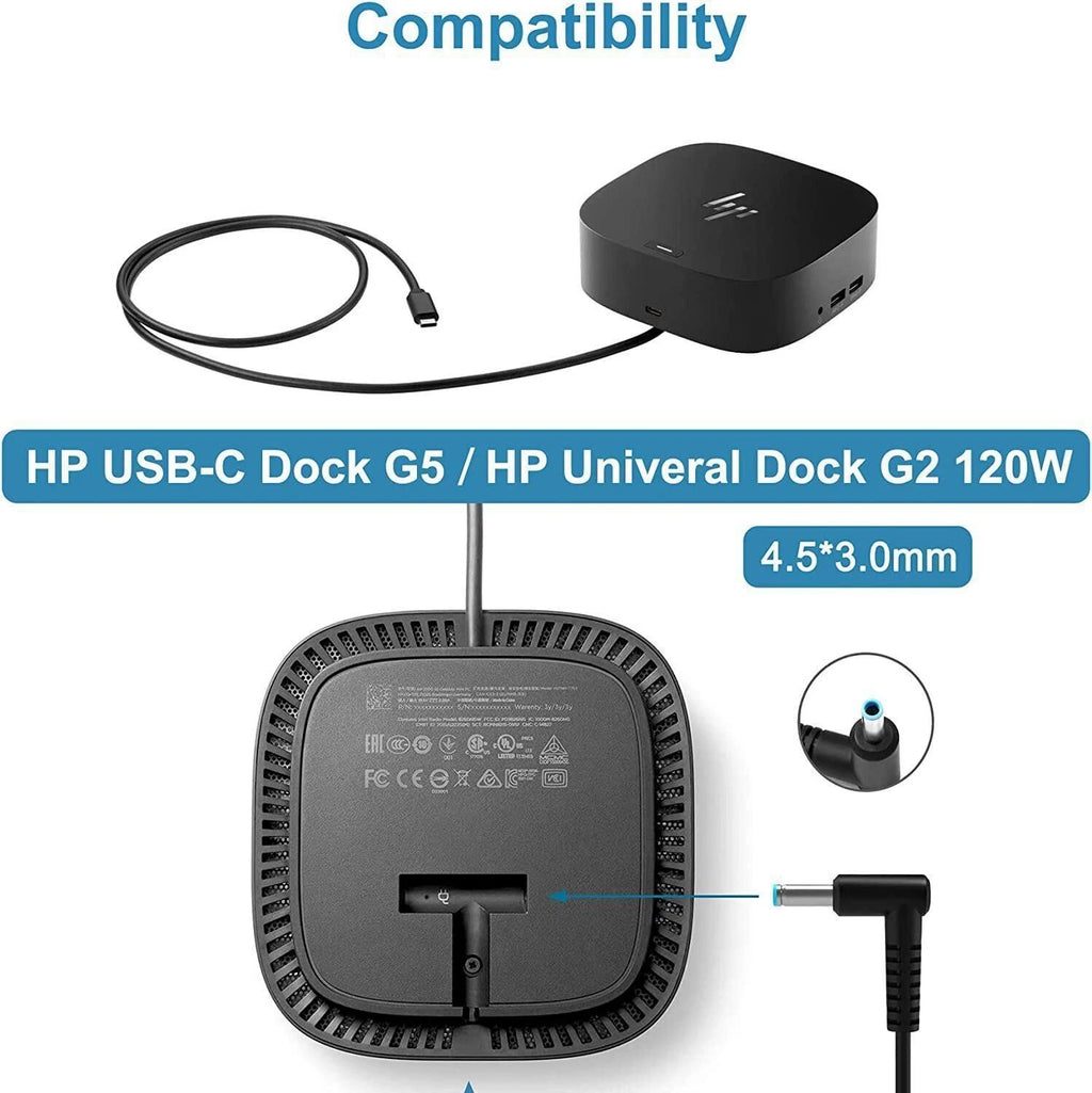 150W USB-C Dock G5 Power Supply Cord For HP G5 Docking Station 5TW10UT 5TW10AA
