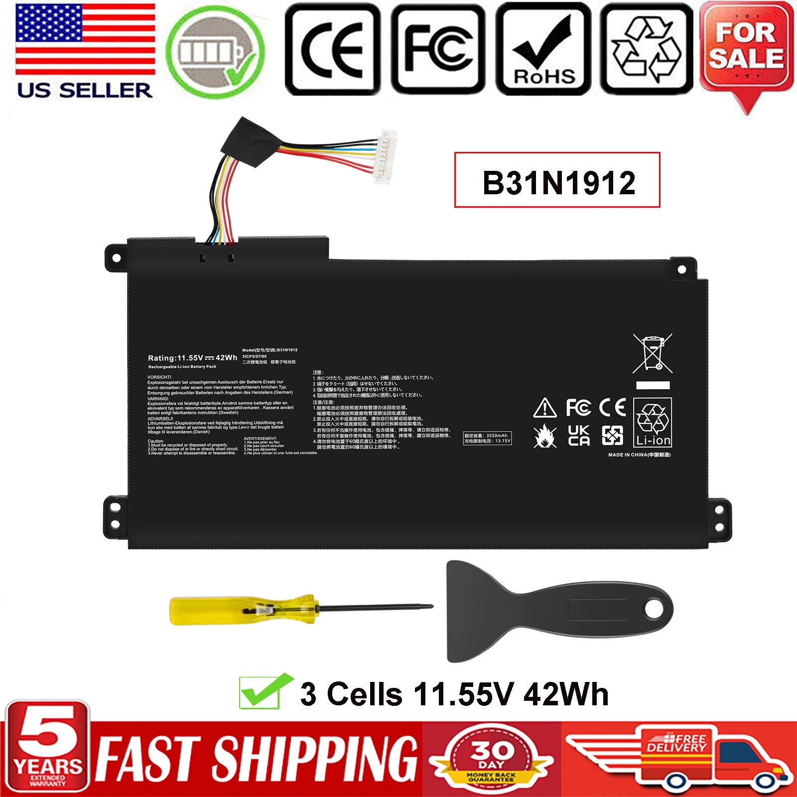 B31N1912 C31N1912 Battery for ASUS VivoBook 14-E410MA L410MA E410KA E510MA 42WH