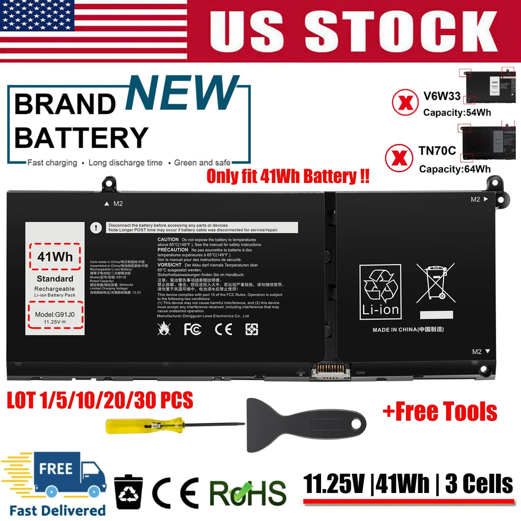 ?LOT G91J0 Battery for Dell Latitude 3320 3420 3520 Inspiron 15 3510 3520 3530