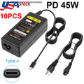 LOT 10PCS USB C Type C 45W Laptop Adapter Charger For Laptop Lenovo DELL HP ASUS