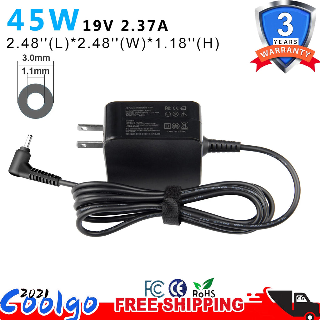 For Asus Zenbook UX21 UX21E Laptop Ac Power Adapter Charger & Cord 45 Watt