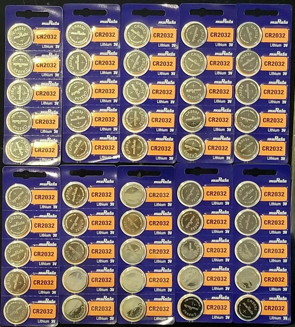 50 x Murata/Sony CR2032 2032 DL2032 3V Button Lithium Coin Battery EXP 2032 +