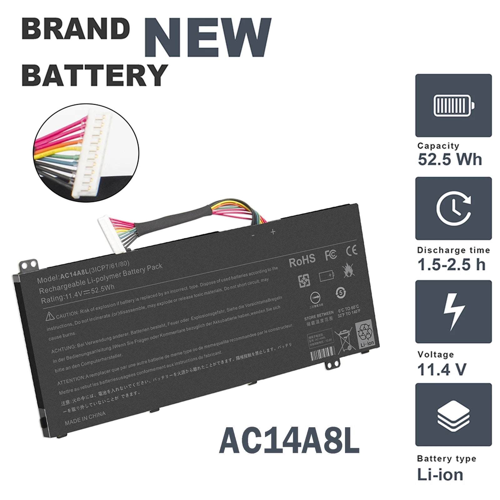New AC14A8L Battery For Acer V15 Nitro Aspire VN7-571 VN7-571G VN7-591G VN7-791G