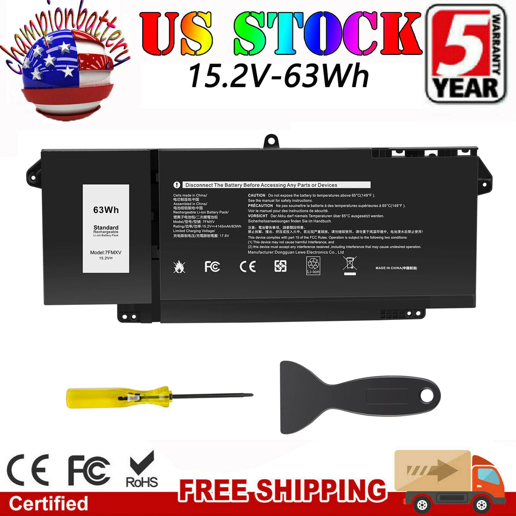 7FMXV Battery For Dell Latitude 5320 7320 7420 7520 9JM71 TN2GY 4M1JN 63Wh 15.2V