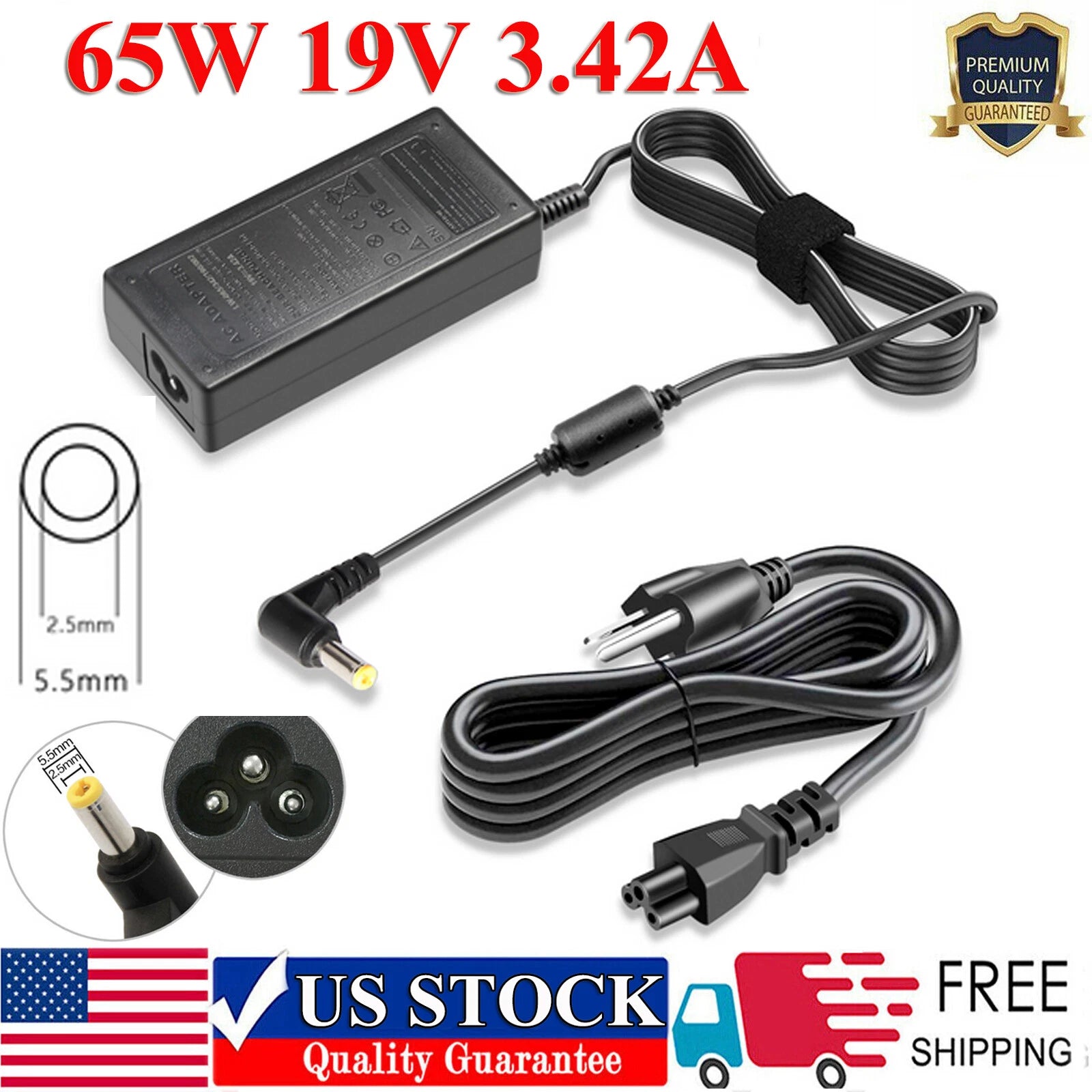 65W AC Adapter Charger For Asus K52F K53E K55A K55N U56E X550CA X550L ADP-65GD B