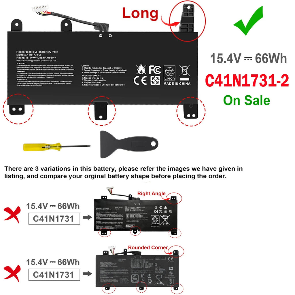 Battery C41N1731-2 For ASUS ROG Strix G512L G531G G532L G712L G731G G732L Series