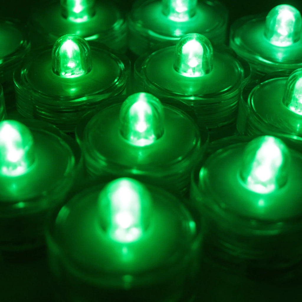 Submersible Waterproof Battery LED Tea Light ~ Wedding Decoration~Green~ 24 Pack